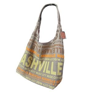 Robin Ruth Nashville Music City Hobo Bag Tan Orange Canvas Shoulder Bag NEW Zip